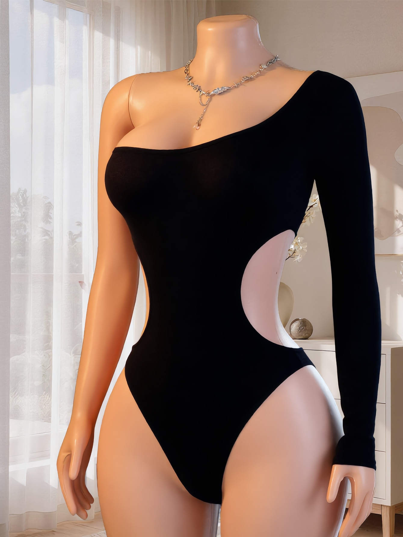 Lingerie - Damskie body z długim rękawem na