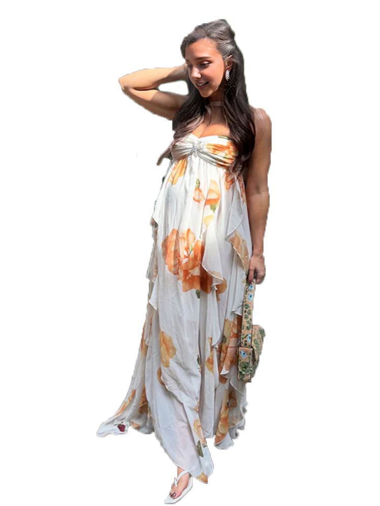 Boho Summer Beach Maxi Dress - Sukienka ciążowa w stylu boho z
