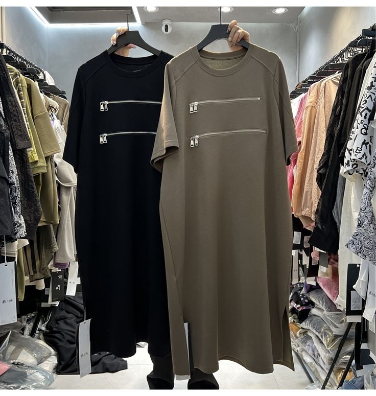 Korean Style A Line Shirt Dress - Sukienka T-shirt damska plus size, luźna,