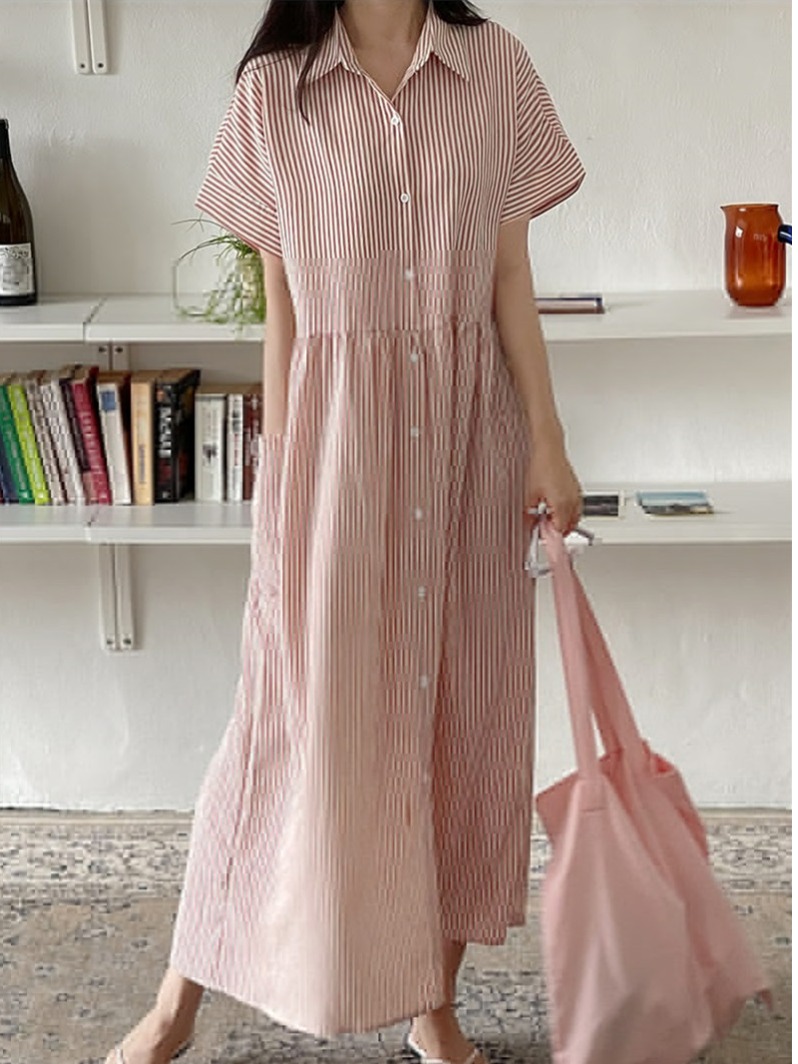 Sukienka koszulowa w stylu ret – Korean Style A Line Shirt Dress recenzja i cena