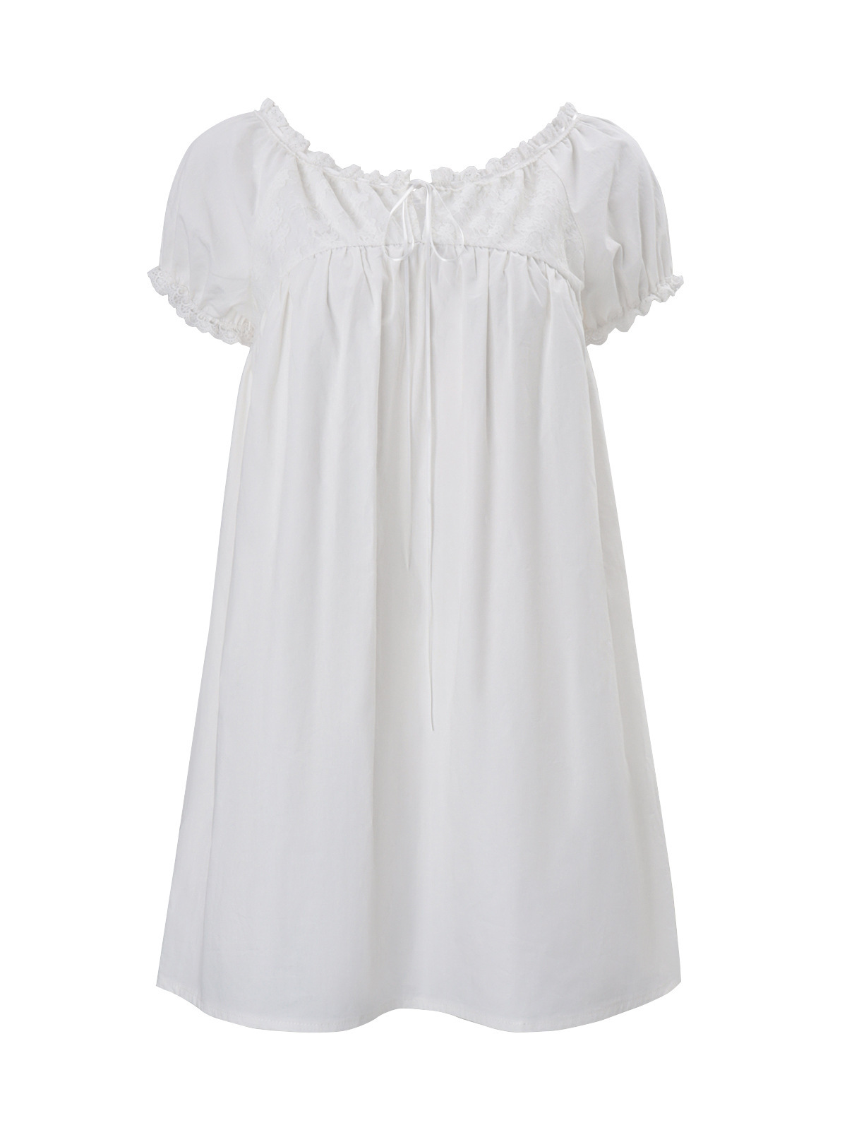 Biała koronkowa sukienka mini  – Off Shoulder Puff Sleeve Sundress recenzja i cena