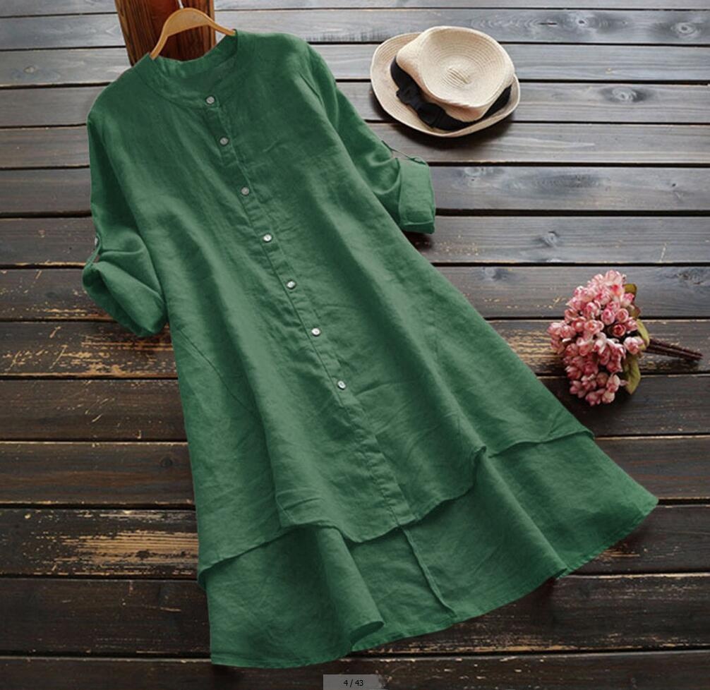 Sukienka koszulowa plus size d – Casual Loose Linen Shirt Dress recenzja i cena