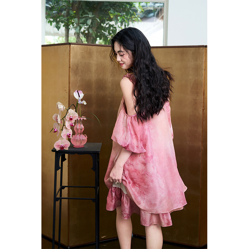 Sukienka damska ELFSACK, szyfo – Off Shoulder Puff Sleeve Sundress recenzja i cena