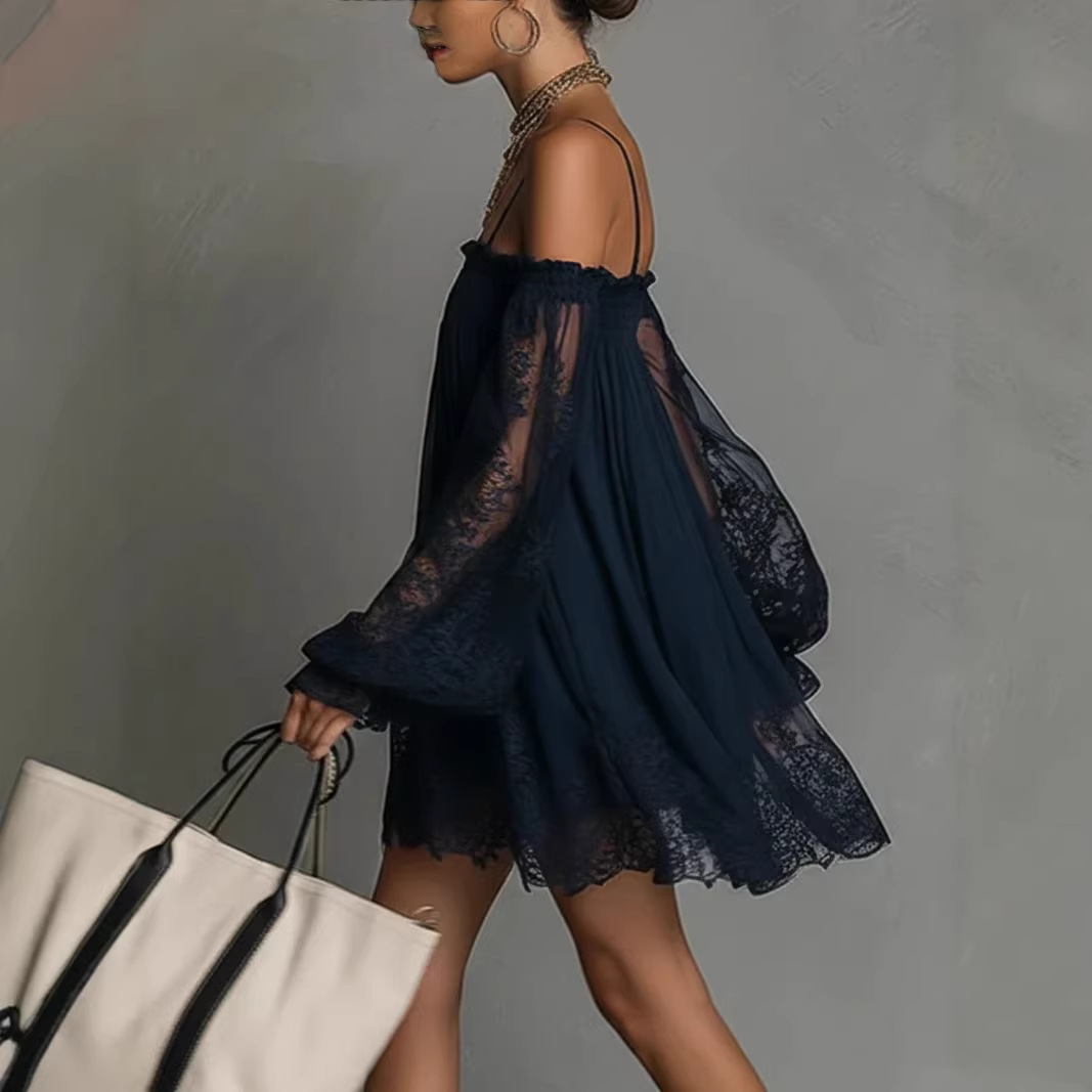 Sukienka mini z odkrytymi rami – Off Shoulder Puff Sleeve Sundress recenzja i cena