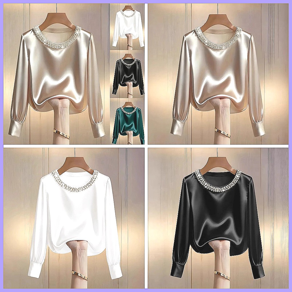 Elegancka satynowa bluzka z ko – Blouses recenzja i cena