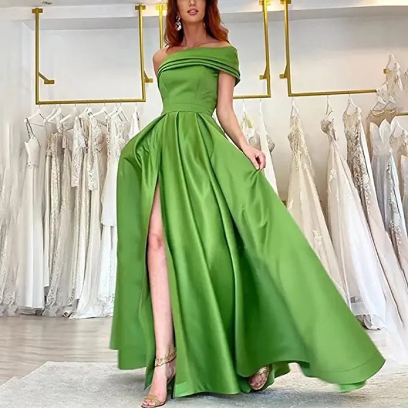 Elegancka satynowa suknia wiec – Elegant Satin Evening Gown Split recenzja i cena