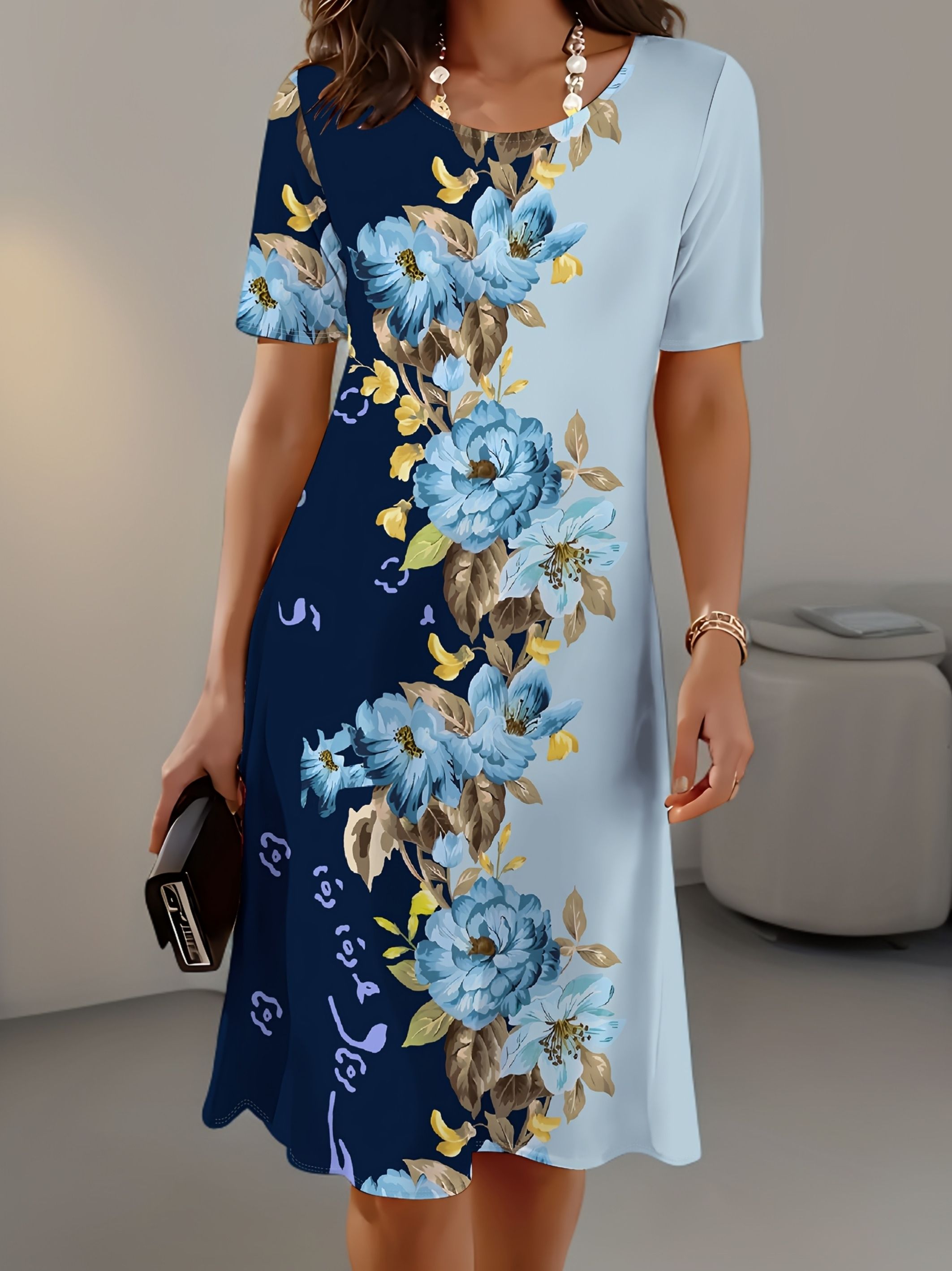 Nowa Damska Letnia Sukienka Sl – French Vintage Floral Midi Dress recenzja i cena