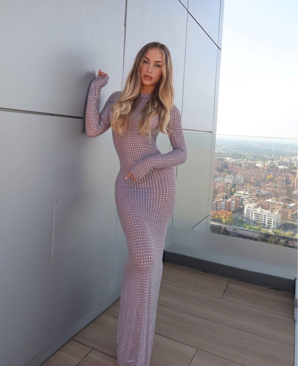 2025 nowa przezroczysta suknia – Sparkly Rhinestone Club Party Dress recenzja i cena