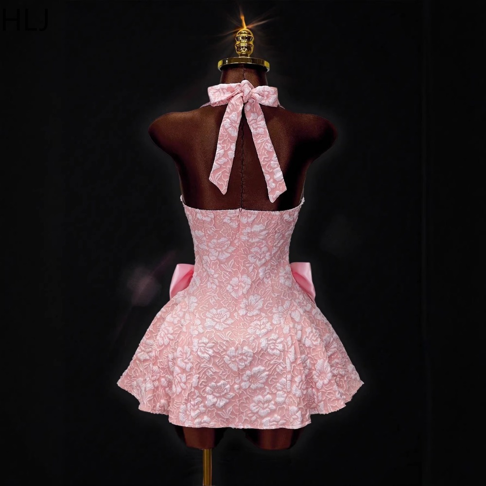 Sukienki HLJ Y2K Sexy Jacquard – Y2K Backless Halter Mini Dress recenzja i cena