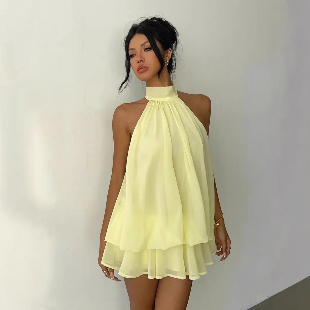 Sukienka damska z dekoltem hal – Y2K Backless Halter Mini Dress recenzja i cena