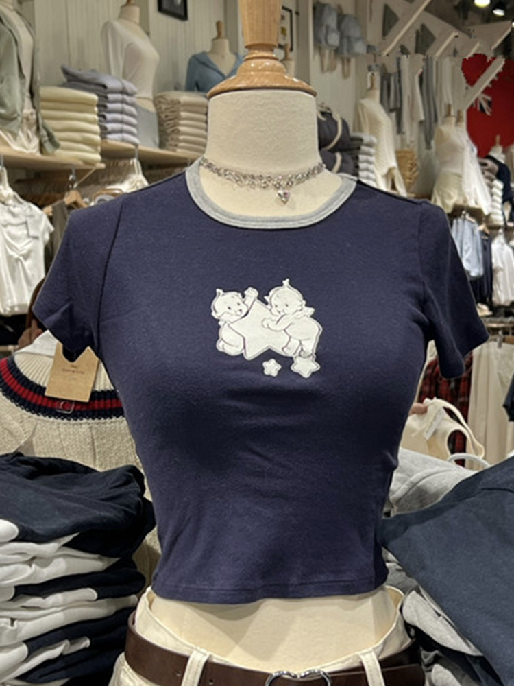 Anioł dziecko grafika wąskie k – Y2K Graphic Baby Tee Crop recenzja i cena