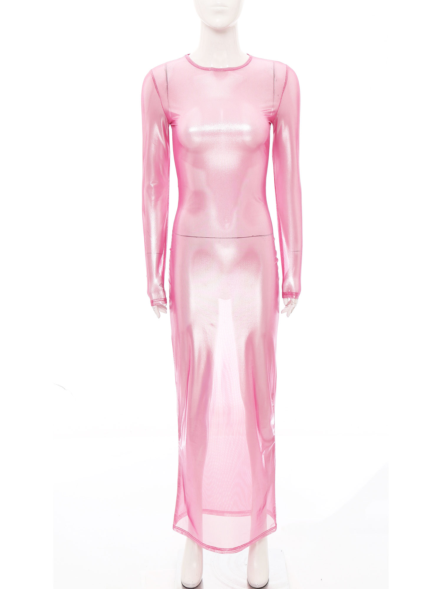 Damska Błyszcząca Metaliczna P – Sexy Mesh Sheer Bodycon Dress recenzja i cena