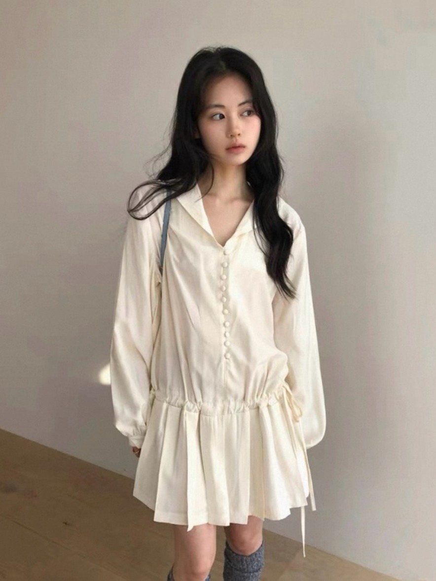 Wyszczuplająca sukienka koszul – Korean Style A Line Shirt Dress recenzja i cena