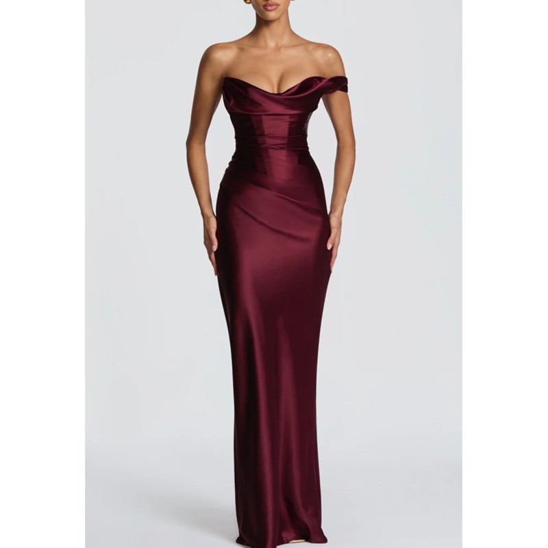 Seksowna, dopasowana satynowa  – Elegant Satin Evening Gown Split recenzja i cena